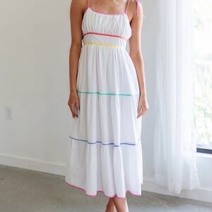 Kate Landry White Maxi Dress with Multicolor Accents